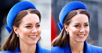 Kate Middleton irradia elegancia con un 'total look' en azul con abrigo largo y joyas de Lady Di